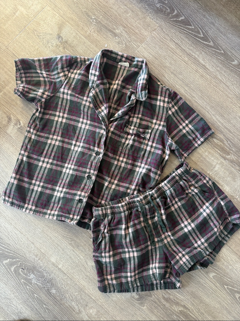 Women’s Pact Organic Cotton Plaid Flannel PJ Short Set medium